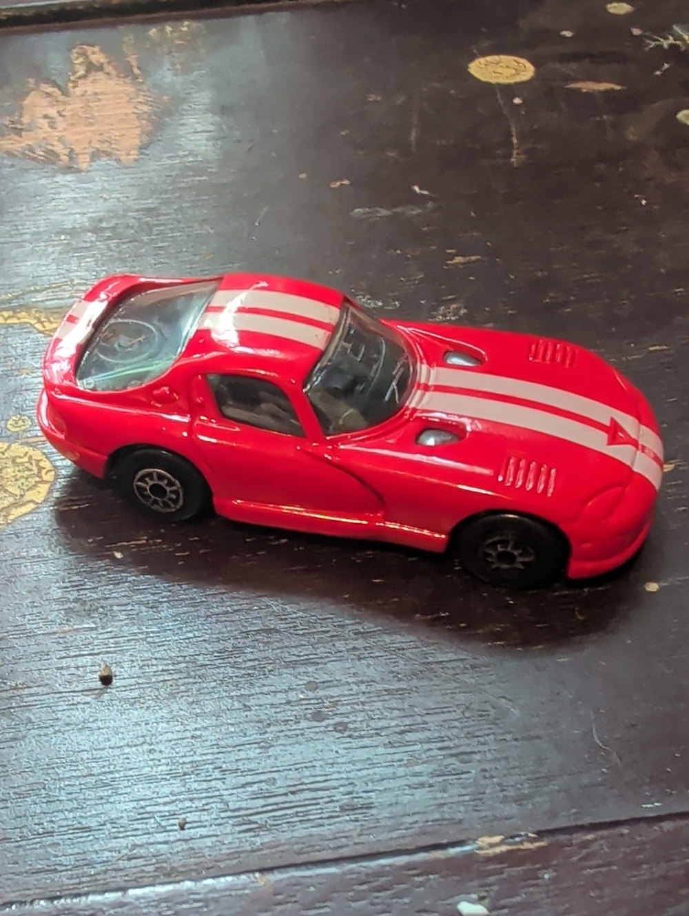 Red Toy Sports Car with White Racing Stripes - Kids Toy Viper